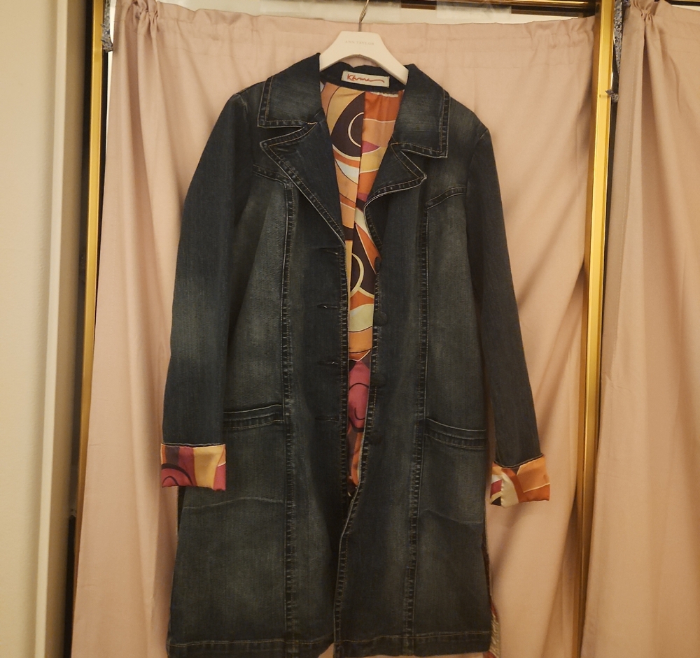 Etro Dark Blue Jean Jacket with Vibrant Lining